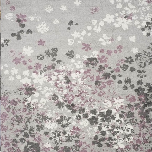 Floral Gray and Pink Area Rug - Picture 2 of 7